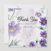 Elegante paarse bloemige dankkaart bedankkaart (Voorkant)
