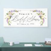 Elegante paarse bloemige gepersonaliseerde bruidsd spandoek (Beurs)