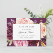 Elegante Paarse Bloemige Herfst Save The Date (Staand voorkant)