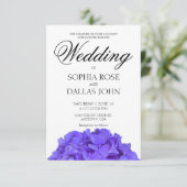 Elegante paarse bloemige hortensia Huwelijk Kaart (Staand voorkant)