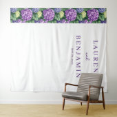 Elegante Paarse Bloemige Hortensia Wandkleed (In Situ (horizontaal))
