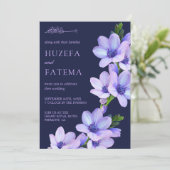 Elegante Paarse Bloemige Islamitische Moslim Bruil Kaart (Staand voorkant)