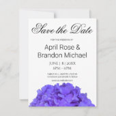 Elegante paarse bloemige lavendel lila hortensia's save the date (Voorkant)