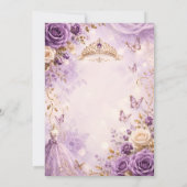 Elegante Paarse Bloemige Quinceañera Kaart (Achterkant)