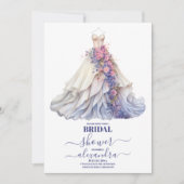 Elegante Paarse Bloemige Trouwjurk Bruidsmeisjesju Kaart (Voorkant)