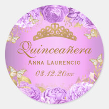 Elegante Paarse Bloemige Vlinders Quinceanera