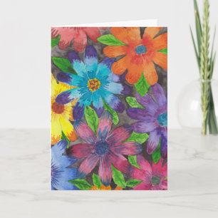 Elegante paarse bloemige watercolor wenskaart kaart