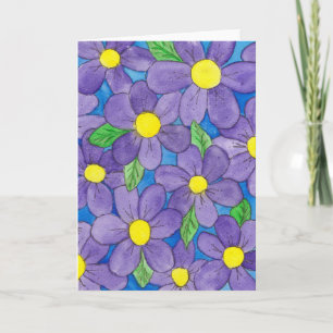 Elegante paarse bloemige watercolor wenskaart kaart