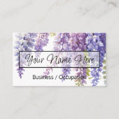 Elegante paarse bloemige waterverf wisteria visitekaartje (Voorkant)