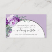 Elegante Paarse Bloemige Zilveren Boog Trouwwebsit Informatiekaartje (Voorkant)