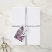 Elegante paarse bloemlijn kunst gepersonaliseerd c cadeaulabel (Met Touw)