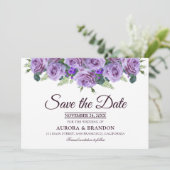 Elegante Paarse bloemmolen Save the Date Invitatio Kaart (Staand voorkant)