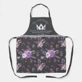 Elegante Paarse bloemmotief Queen of the Kitchen Schort (Voorkant)