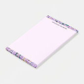 Elegante paarse bloemrand gepersonaliseerd post-it® notes (Schuin)