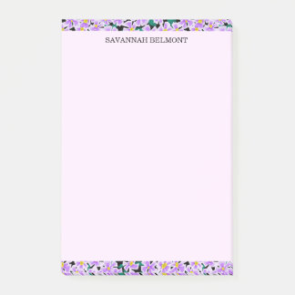 Elegante paarse bloemrand gepersonaliseerd post-it® notes