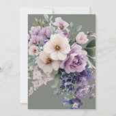 Elegante paarse bloemrijke bruidsdouche kaart (Achterkant)