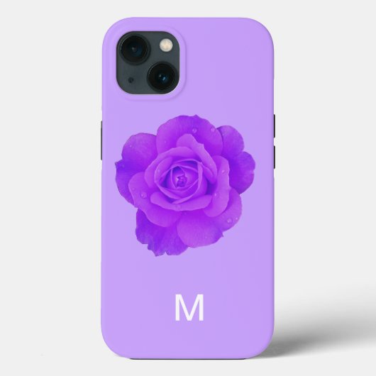 Elegante paarse bloemrozen monogram cadeau Case-Mate iPhone case (Achterkant)