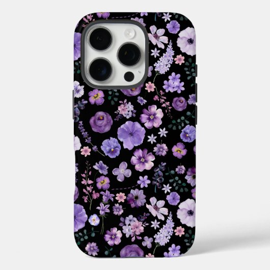 Elegante Paarse Blooms iPhone 16Pro Hoesje (Achterkant)