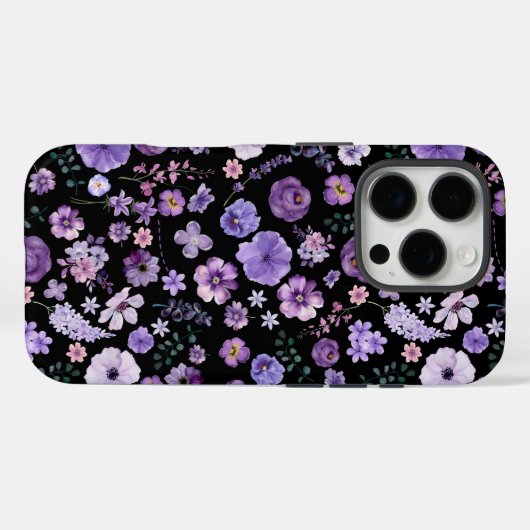 Elegante Paarse Blooms iPhone 16Pro Hoesje (Achterkant (horizontaal))