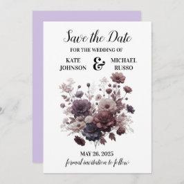 Elegante Paarse blos bloemenbruiloft Save The Date
