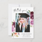 Elegante Paarse Blush Bloemen Afstuderen Foto Bedankkaart (Voorkant)