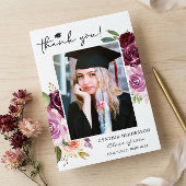Elegante Paarse Blush Bloemen Afstuderen Foto Bedankkaart