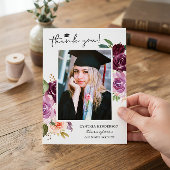 Elegante Paarse Blush Bloemen Afstuderen Foto Bedankkaart