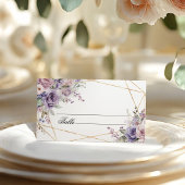 Elegante Paarse & Blush Roos Bloemen bruiloft Plaatskaartje