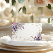 Elegante Paarse & Blush Roos Bloemen bruiloft Plaatskaartje