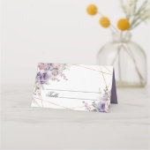 Elegante Paarse & Blush Roos Bloemen bruiloft Plaatskaartje (Voorkant)