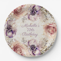 Elegante Paarse Blush Roze 70ste Verjaardagsfeestj