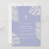 Elegante Paarse Boho laat kruis doop Kaart (Voorkant)