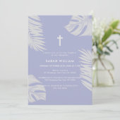 Elegante Paarse Boho laat kruis doop Kaart (Staand voorkant)
