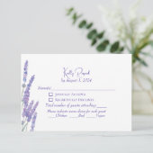 Elegante Paarse Boho Lavendel Bloemen Bruiloft RSV RSVP Kaartje (Staand voorkant)