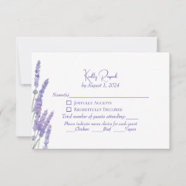 Elegante Paarse Boho Lavendel Bloemen Trouw RSVP Kaartje