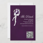 Elegante Paarse Boho Rozen Bloemen QR Code Bruilof Kaart (Achterkant)