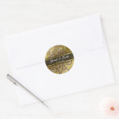 Elegante Paarse Boho Spiralen Gouden Bruiloft Stic Ronde Sticker (Envelop)