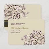 Elegante Paarse Boho Spiralen Trouwreceptie Kaart (Voorkant / Achterkant)