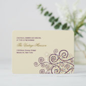 Elegante Paarse Boho Spiralen Trouwreceptie Kaart (Staand voorkant)