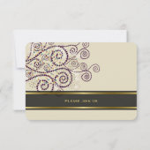 Elegante Paarse Boho Spiralen Trouwreceptie Kaart (Achterkant)