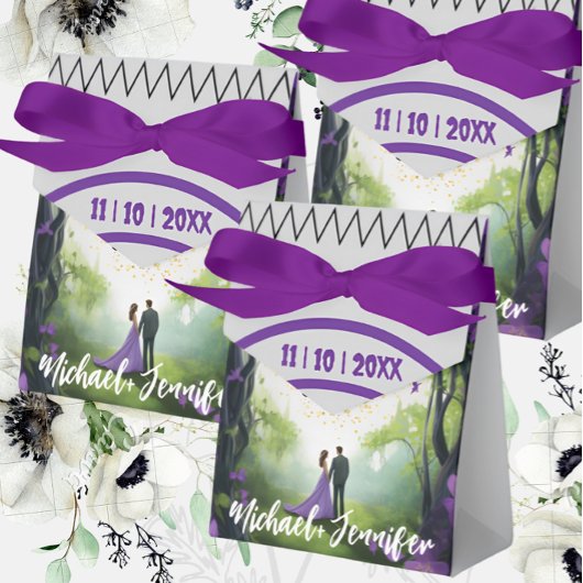Elegante Paarse Bos Custom Wedding Custom Floral Bedankdoosjes