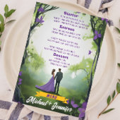 Elegante Paarse Bos  Floral Wedding Menu