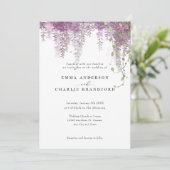Elegante Paarse Botanische Bloemen Script Wedding Kaart (Staand voorkant)