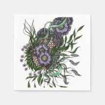 Elegante paarse botanische boeket handgetekend pap