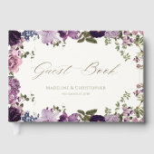 Elegante Paarse Botanische Bruiloft Gastenboek (Voorkant)