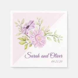 Elegante Paarse bruiloft bloemen Servet