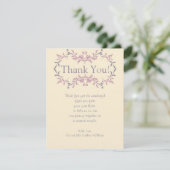 Elegante Paarse bruiloft flat dank u kaart (Staand voorkant)