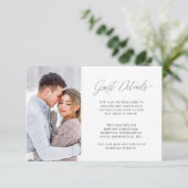 Elegante Paarse Bruiloft Gast Details met Foto Informatiekaartje (Staand voorkant)