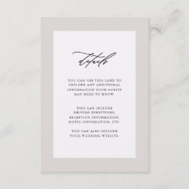 Elegante Paarse bruiloft gastendetails Informatiekaartje