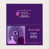 Elegante Paarse Bruiloft Party Planner Visitekaartje (Buitenkant ongevouwen)